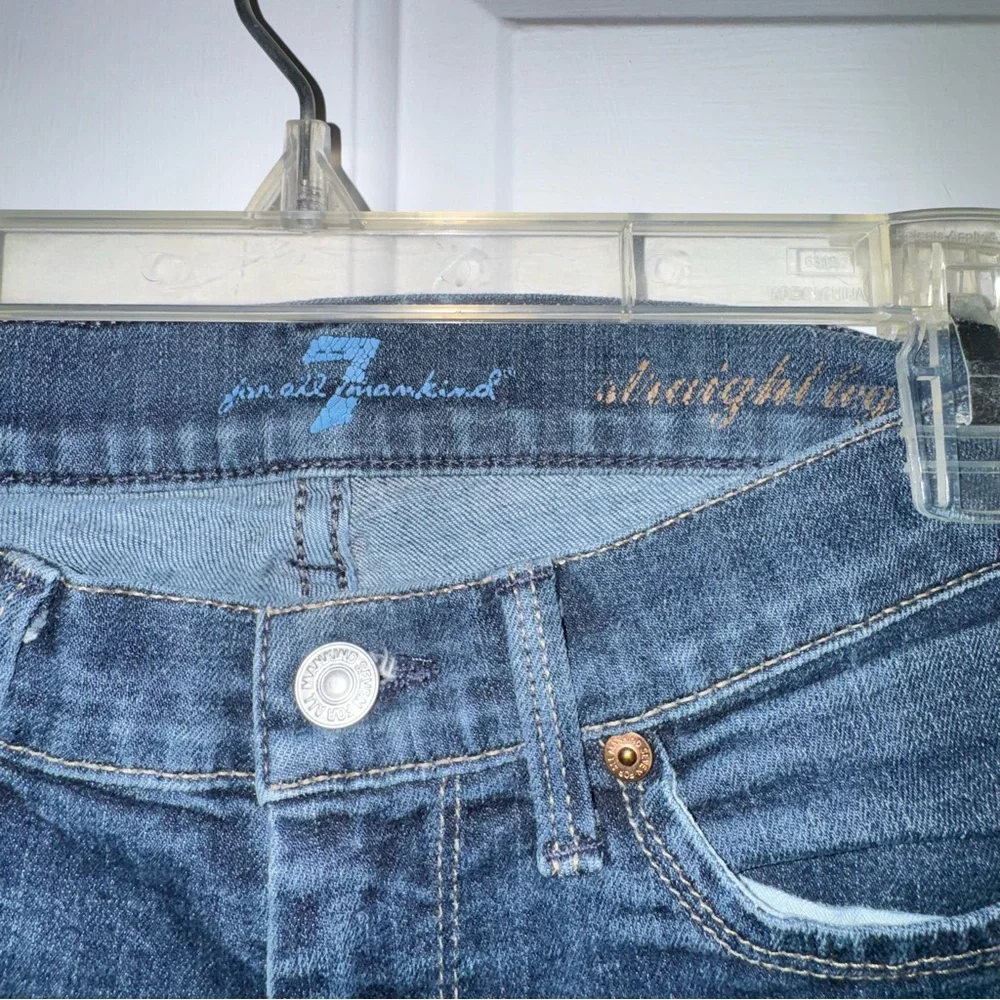 7 For All Mankind 7FAM Dark Blue indigo Straight Leg Jeans 24 - Picture 3 of 11